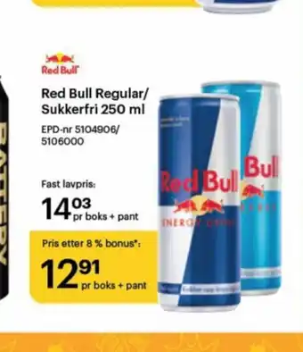 Storcash Red Bull Regular/Sukkerfri 250ml tilbud