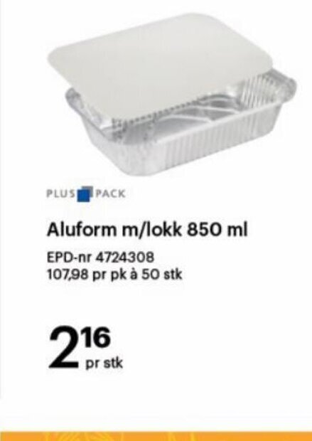 Storcash Aluform m/Lokk 850ml tilbud