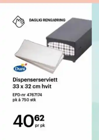 Storcash Dispenserserviett 33x32cm Hvit tilbud