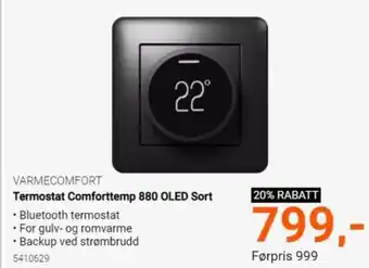 Elektroimportøren Termostat Comforttemp 880 OLED Sort tilbud