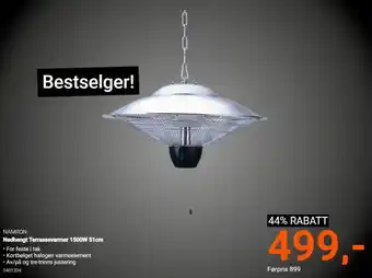 Elektroimportøren Nedhengt terrassevarmer 1500w 51cm tilbud