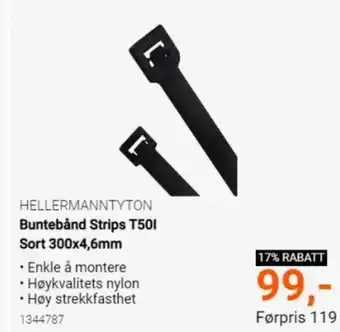 Buntebånd Strips T50I Sort 300x4,6mm