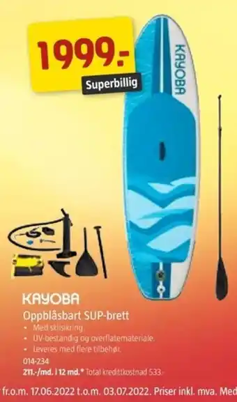 Jula Kayoba Oppblåsbart SUP-brett tilbud