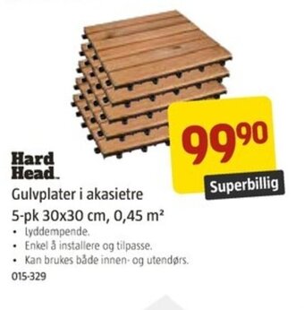 Jula Hard Head Gulvplater i akasietre 5-pk 30x30 cm, 0, 45 m² tilbud