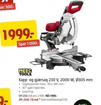 Jula Meec Tools Kapp-og gjærsag 230 V, 2000 W, Ø305 mm tilbud