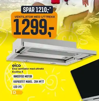 Skousen Eico ventilator med uttrekk Ecoline X tilbud
