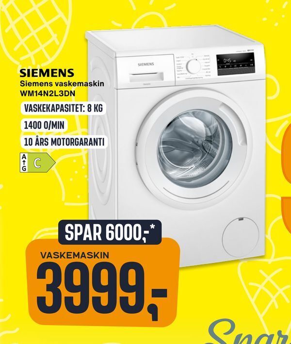 Skousen Siemens vaskemaskin WM14N2L3DN tilbud