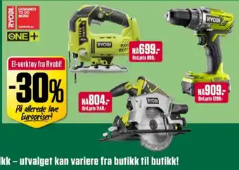 Europris Ryobi stikksag tilbud