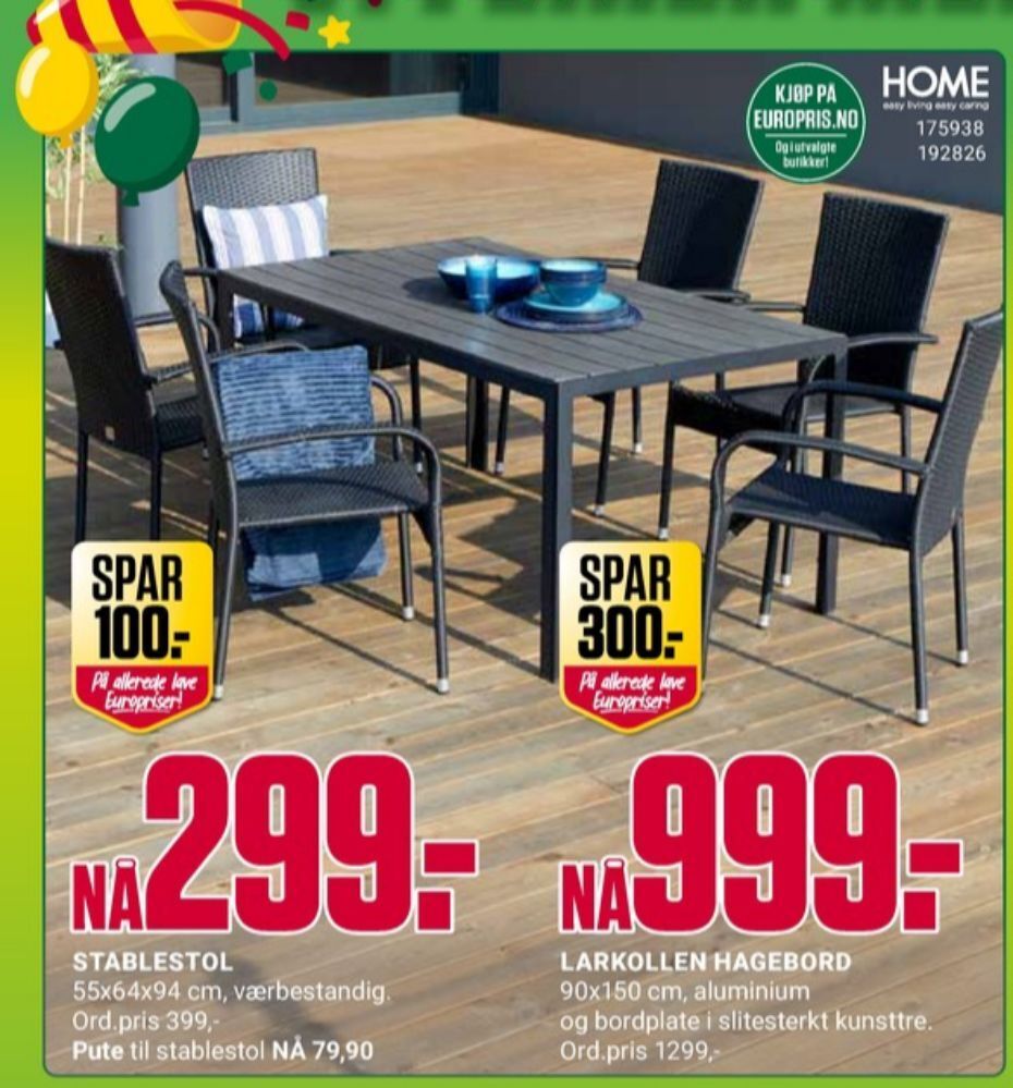 Europris Home hagestol tilbud