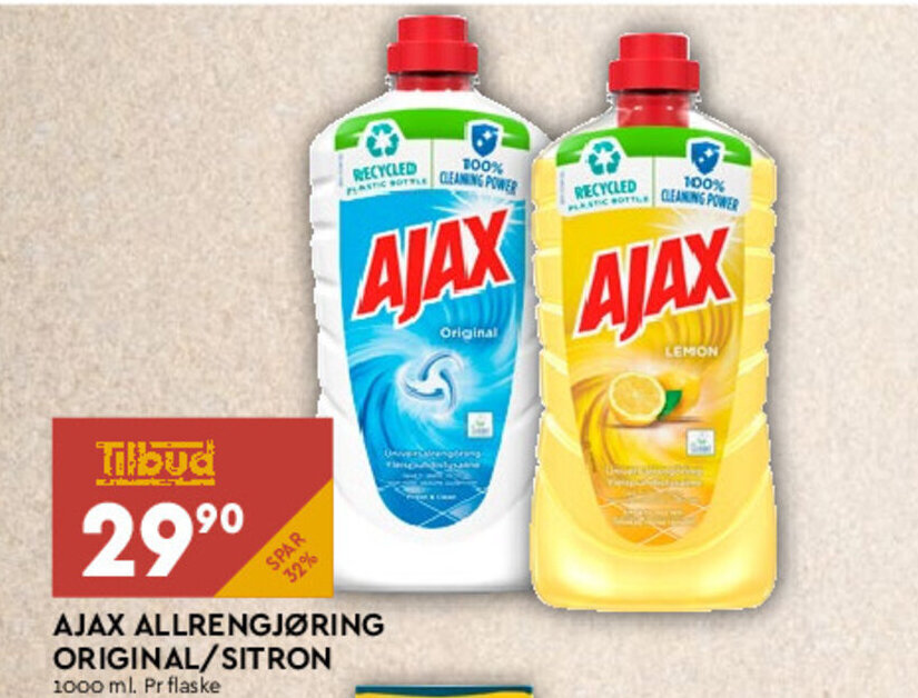 Coop Mega Ajax Allrengjøring Original/Sitron tilbud