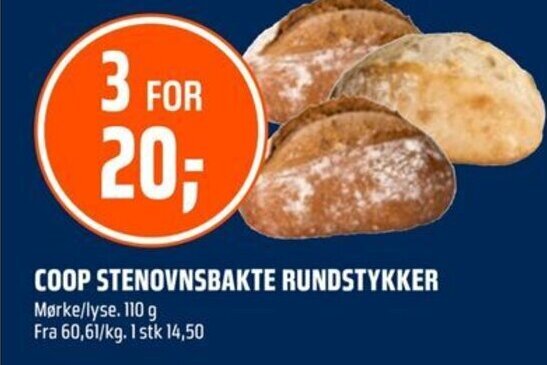 Coop Obs Coop Stenovsbakte Rundstykker tilbud