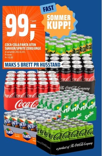 Coop Obs Coca-Cola/Fanta Uten Sukker/Sprite Zero/Urge tilbud