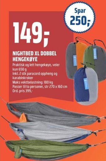 Coop Obs Nightbed Xl Dobbel Hengekøye tilbud