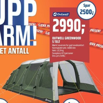 Coop Obs Outwell Greenwood 5 Telt tilbud