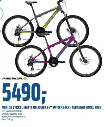 Coop Obs Merida Sykkel Matts Og Juliet 24" Switchback Terrengsykkel 2022 tilbud