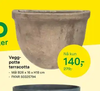 Felleskjøpet Vegg potte terracotta tilbud