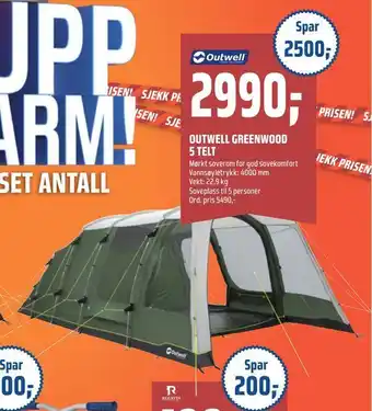 Coop Obs Outwell greenwood 5 telt tilbud