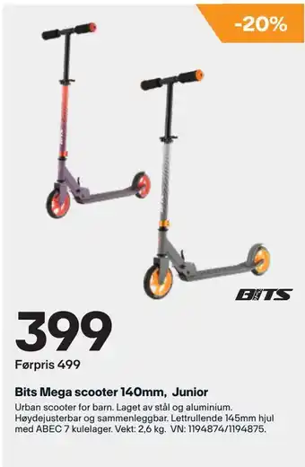 XXL Sport Bits Mega scooter 140mm, Junior tilbud