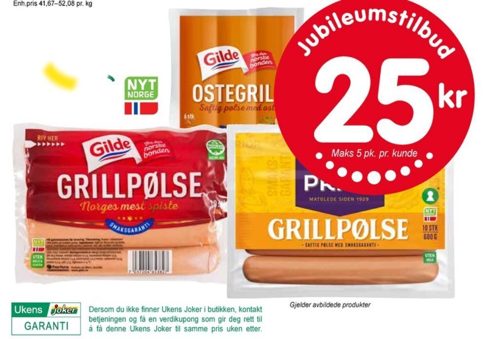 Joker Prior grillpølser tilbud