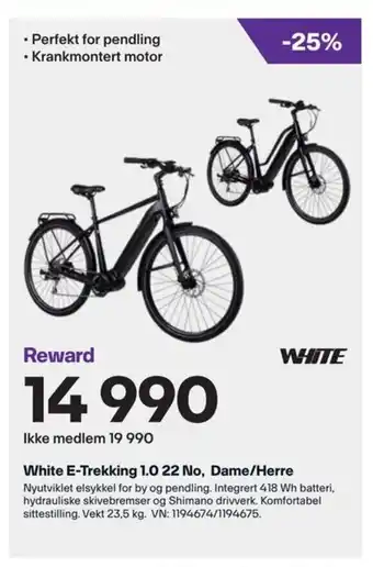 XXL Sport White E-Trekking 1.0 22no Dame/Herre tilbud