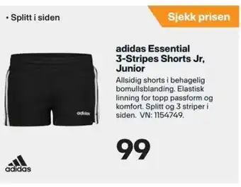 XXL Sport Adidas Essential 3-stripes Shorts Jr Junior tilbud