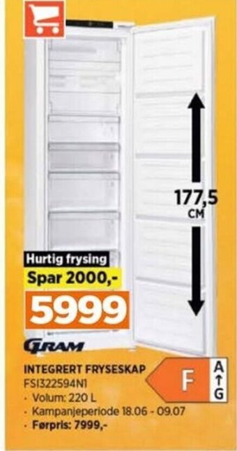 POWER Integrert Fryseskap tilbud