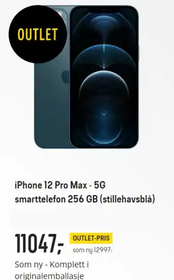 Elkjøp iPhone 12 Pro Max- 5 G smarttelefon 256 GB ( stillehavsblå) tilbud