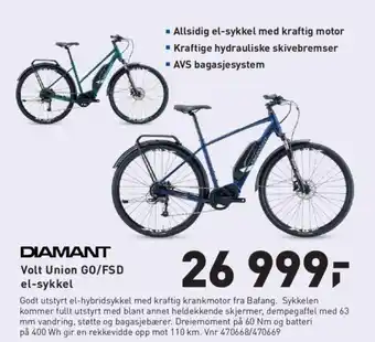 Intersport Volt Union Go/Fsd el-sykkel tilbud