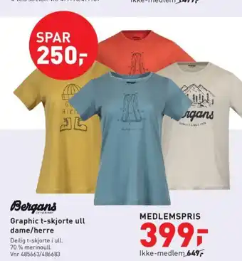 Intersport Graphic t-skjorte ull dame/herre tilbud