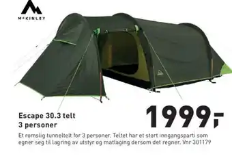 Intersport Escape 30.3 telt 3 personer tilbud