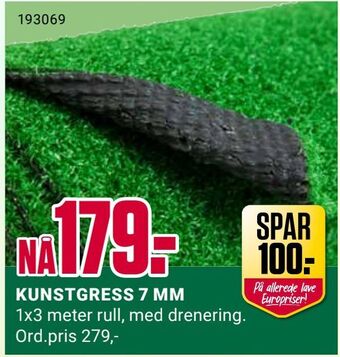 Europris KUNSTGRESS 7 MM tilbud