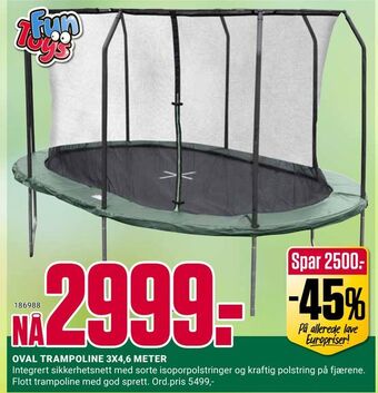 Europris OVAL TRAMPOLINE 3X4,6 METER tilbud