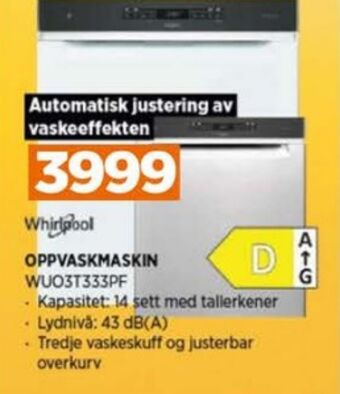 POWER Whirlpool oppvaskmaskin tilbud