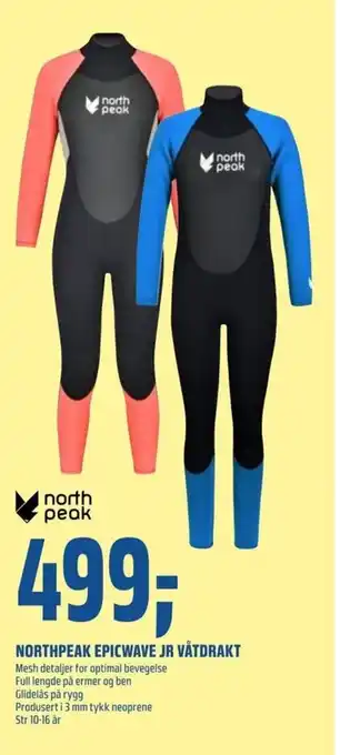 Coop Obs NORTH PEAK northpeak epicwave jr våtdrakt tilbud