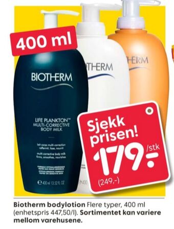 Rusta Biotherm bodylotion tilbud