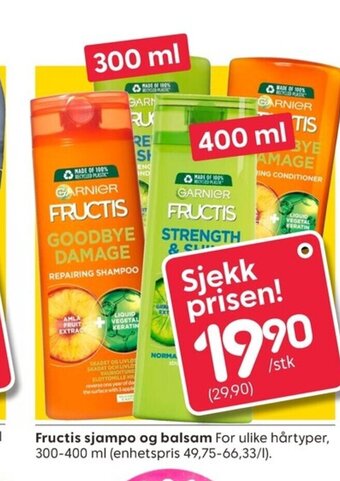 Rusta Fructis sjampo og balsam tilbud