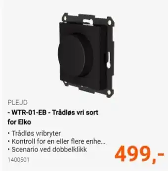 Elektroimportøren PLEJD WTR-01-EB-trådløs vri sort for elko tilbud