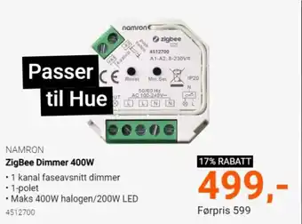 Elektroimportøren NAMRON zigbee dimmer 400W tilbud