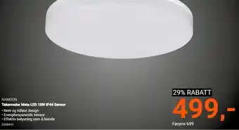 Elektroimportøren NAMRO takarmatur meta LED 18W IP44 sensor tilbud