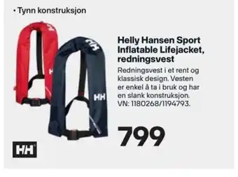 XXL Sport Helly Hansen Sport Inflatable Lifekacket, redningsvest tilbud