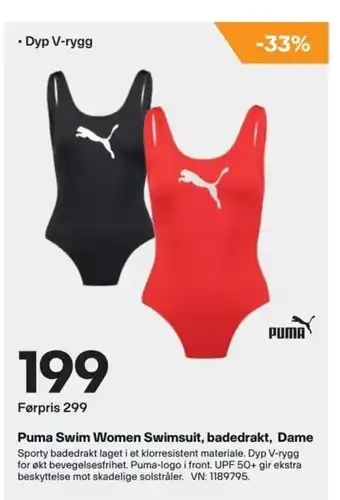 XXL Sport Puma Swim Women Swimsuit, badedrakt , Dame tilbud