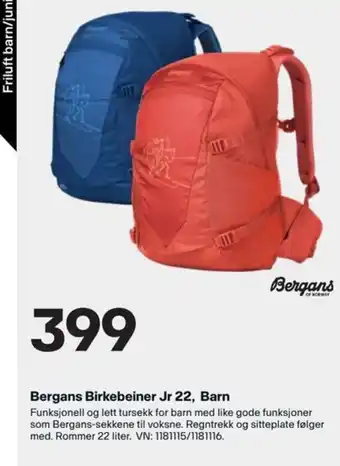 XXL Sport Bergans Birkebeiner Jr22, Barn tilbud