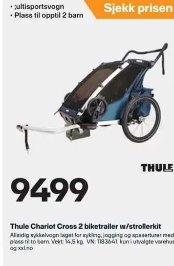 XXL Sport Thule Chariot Cross 2 biketrailer w/strollerkit tilbud