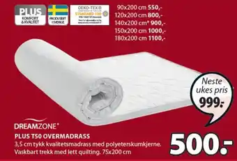 JYSK DREAMZONE plus T50 overmadrass tilbud