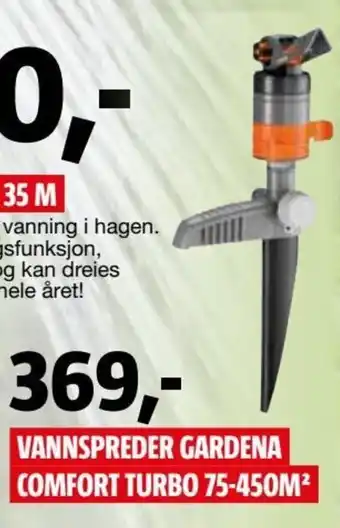 Bauhaus Vannspreder gardena comfort turbo 75-45M tilbud