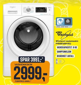 Skousen Whirlpool vaskemaskin FFB8638WVEU tilbud