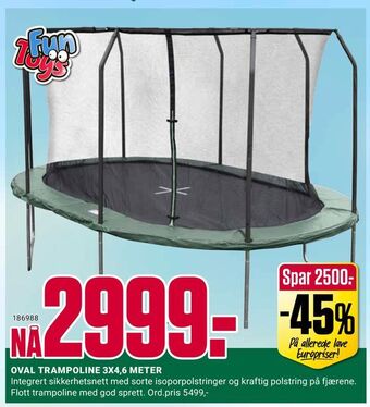 Europris Oval trampoline 3x4,6 meter tilbud