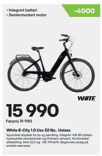 XXL Sport White E-City 1,0 Usx 22 No, Unisex tilbud