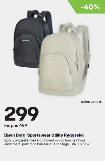 XXL Sport Bjørn Borg Sportswear Utility Ryggsekk tilbud