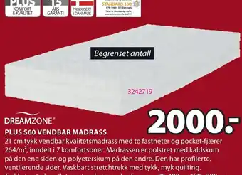 JYSK Dreamzone Plus S60 Vendbar Madrass tilbud